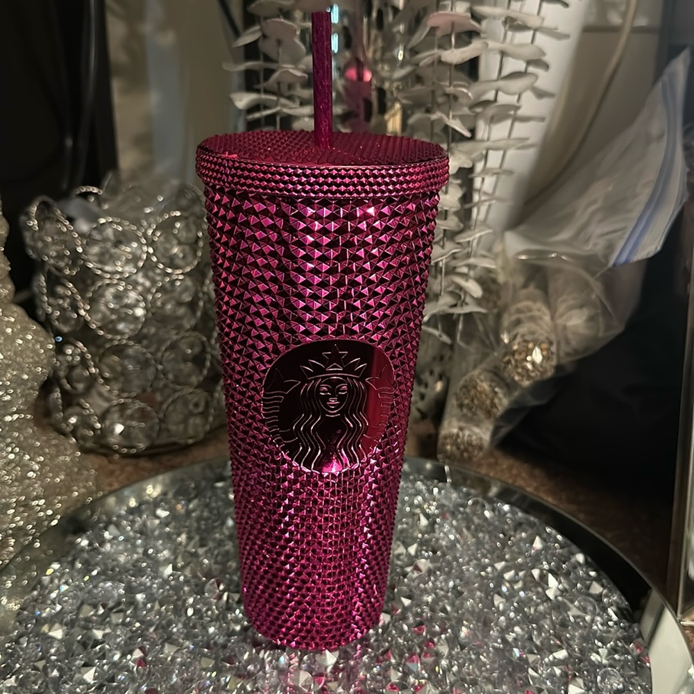 Starbucks tumbler 24oz
Metallic hot pink studded